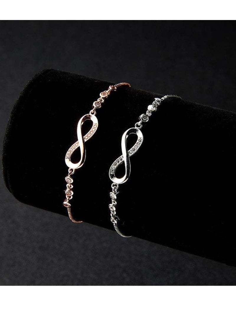 RATSAW - Bracelet for Women Silver Plated Bracelet Cubic Zirconia Adjustable Love Heart Bracelets - Image 1