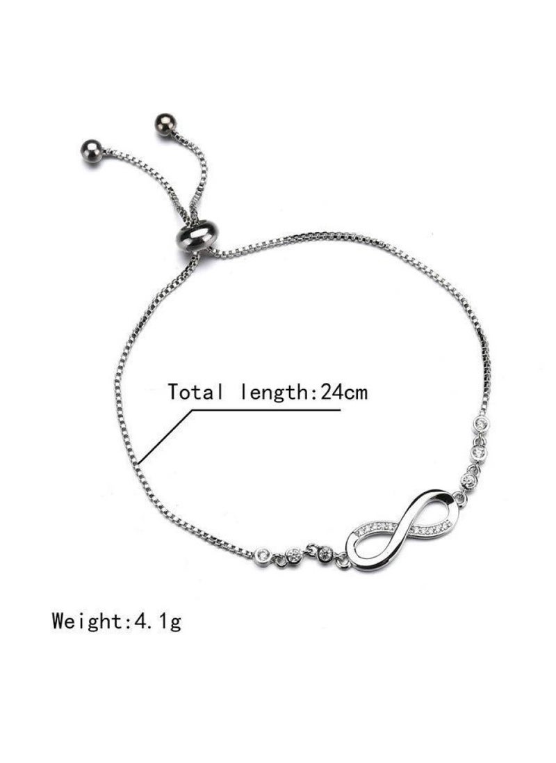 RATSAW - Bracelet for Women Silver Plated Bracelet Cubic Zirconia Adjustable Love Heart Bracelets - Image 1
