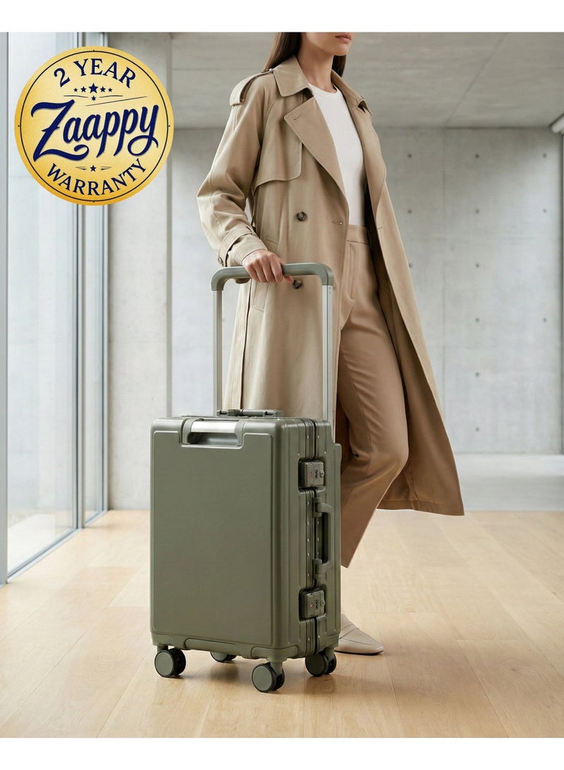 ZAAPPY Wide Handle Hard Shell Aluminum Framed 20 Inch(8-10kg) Cabin Size Luggage With Laptop Pocket - Image 2