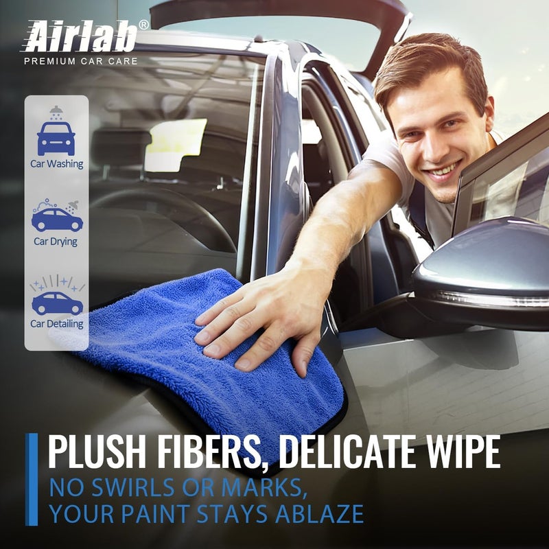 Airlab 4X Microfibre Car Cleaning Cloths 800 GSM, Professional Microfiber Towels for Car Washing, Drying, Detailing, Polishing, Cleaning Wipes for Auto Motorcycle Cockpitp Glass Windows, 40x40 cm Flexible usage build - Image 5