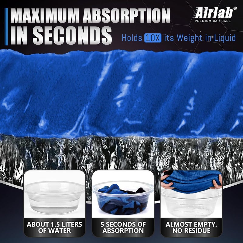 Airlab 4X Microfibre Car Cleaning Cloths 800 GSM, Professional Microfiber Towels for Car Washing, Drying, Detailing, Polishing, Cleaning Wipes for Auto Motorcycle Cockpitp Glass Windows, 40x40 cm Flexible usage build - Image 3