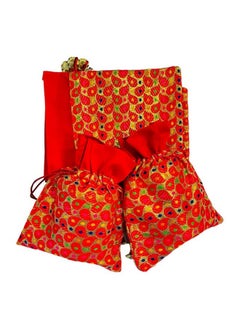 Krisah Krisah 23 X 18 cm Women Red Brocade Self Design Silk Brocade Gift Potli Bags for Gifting Pack of 30  - Image 1