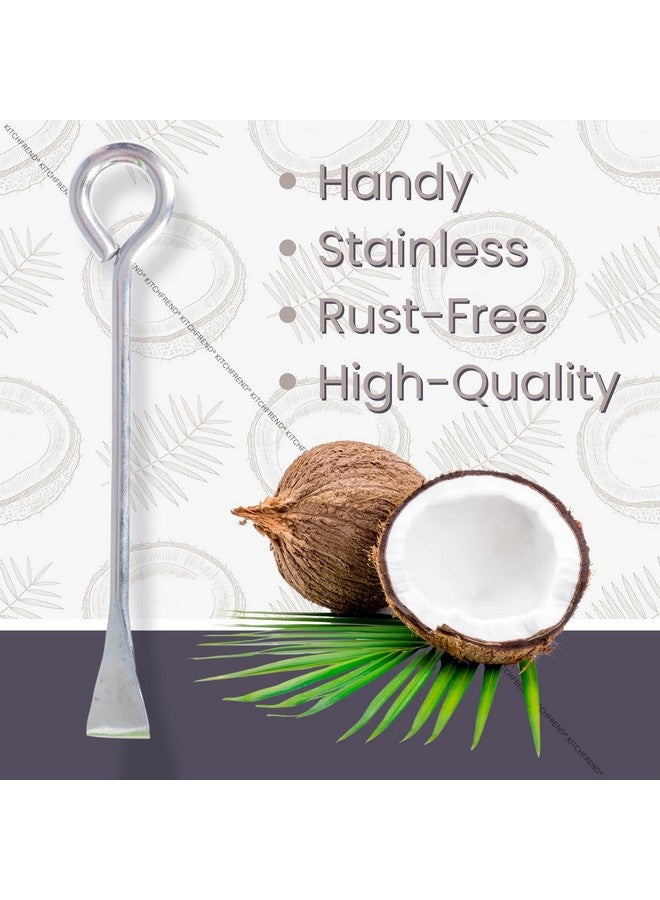 KITCHFREND Stainless Steel Coconut Slicer Tool for Kitchen | Coconut White Remover, Opener, Grater, Cutter, Scraper | Kitchen Accessories Items for Home | Thengai Thuruvi Tool Pack of -2 - Image 4