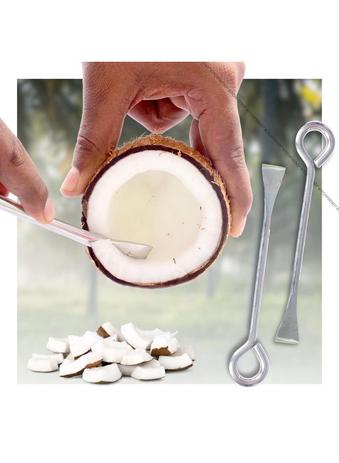 KITCHFREND Stainless Steel Coconut Slicer Tool for Kitchen | Coconut White Remover, Opener, Grater, Cutter, Scraper | Kitchen Accessories Items for Home | Thengai Thuruvi Tool Pack of -2 - Image 2
