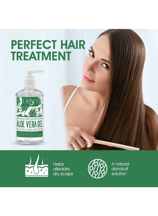 ORISO Aloe Vera Gel With Organic Aloe Vera Cold Pressed Pure Sunburn Relief Bug Bites Small Cuts Soothing Moisturizer Lotion For Face Hair And Body 10 Fl Oz  - Image 5
