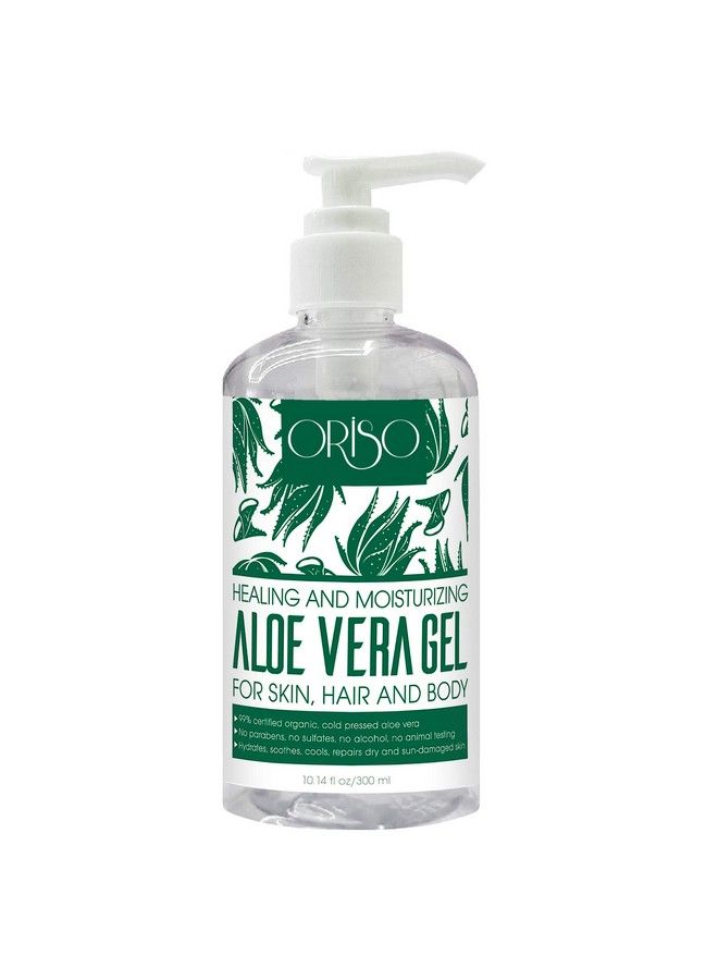 ORISO Aloe Vera Gel With Organic Aloe Vera Cold Pressed Pure Sunburn Relief Bug Bites Small Cuts Soothing Moisturizer Lotion For Face Hair And Body 10 Fl Oz  - Image 1