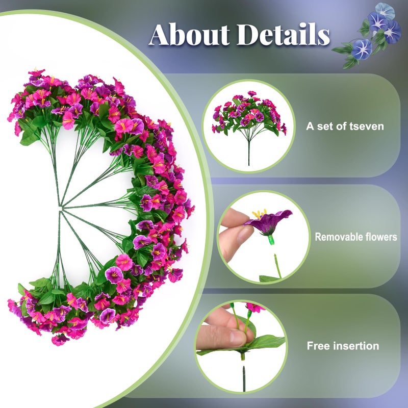 Ammyoo Artificial Hanging Flowers with Basket, Faux Silk Petunias Flower Arrangement, Coconut Lining with Morning Glories Fake Plants Patio Garden Porch Deck Spring Summer Decor(Lotus and Fuchsia) - Image 4