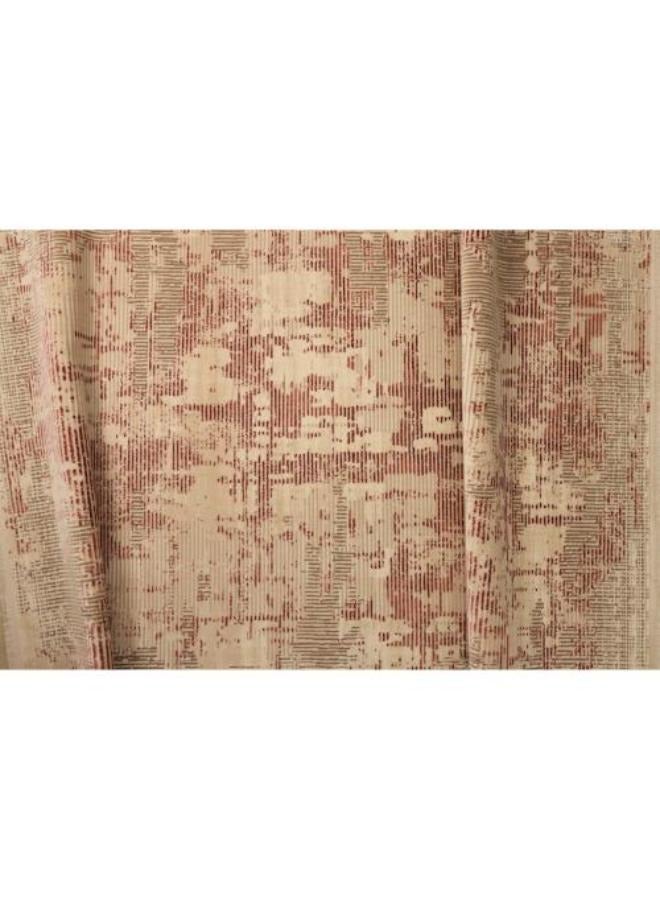 NOUL Vintage Style Wool Area Rug, Beige with Red Stripes