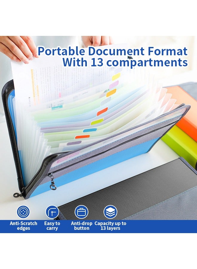 Multi-Purpose File Folders, Zippered Document Folders with 13 Layers of Storage, Suitable for Storing Contracts, Reports, Invoices, Certificates - Image 2