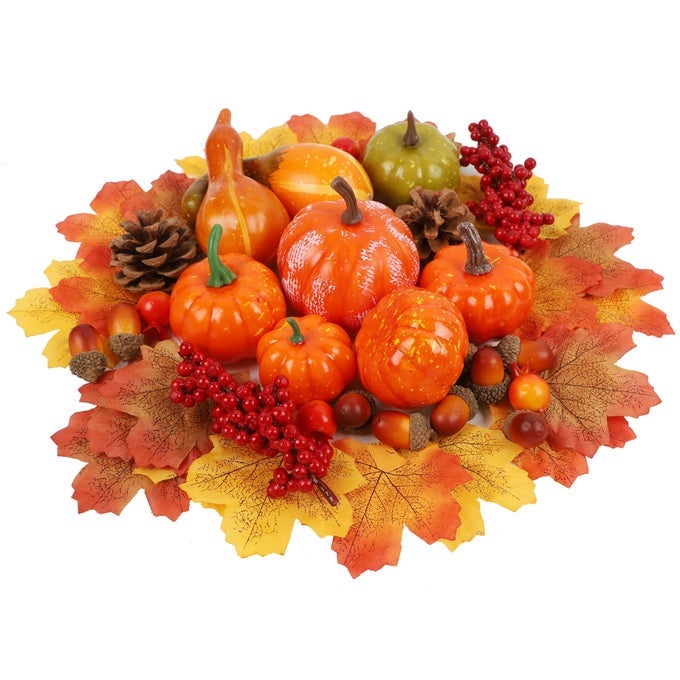 57PCS FALL DECORATIONS FOR HOME SMALL PUMPKINS FOR DECORATING WITH FAKE LEAVES GOURDS PINECONES THANKSGIVING DECOR FOR TABLE CENTERPIECE INDOOR ROOM AUTUMN HARVEST DECOR