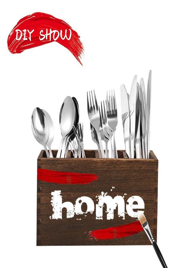 WuGeShop Heightened Wooden Silverware Holder, 4 Compartments Flatware Utensil Caddy, Great Flatware Caddy- Ideal for Kitchen, Dining, Home Party, Buffet, and More - Image 3