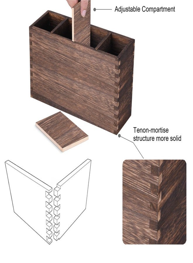 WuGeShop Heightened Wooden Silverware Holder, 4 Compartments Flatware Utensil Caddy, Great Flatware Caddy- Ideal for Kitchen, Dining, Home Party, Buffet, and More - Image 2