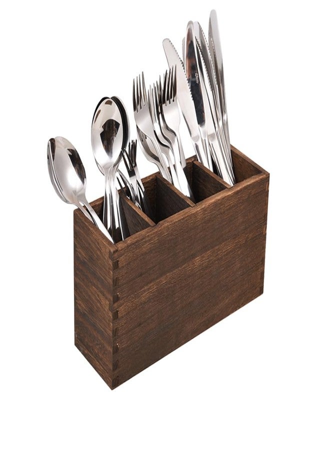 WuGeShop Heightened Wooden Silverware Holder, 4 Compartments Flatware Utensil Caddy, Great Flatware Caddy- Ideal for Kitchen, Dining, Home Party, Buffet, and More - Image 1