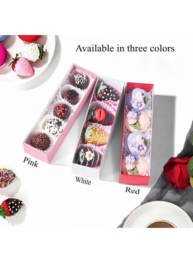 TEMLQPACK 50Pack Red Chocolate Covered Strawberry Box for 4, Macaron boxes for 8, Long Treat Box for Truffles, Cookies, Ores, Chocolate Cocoa Bombs&Cake Ball Bakery Packaging Supplies - Image 2