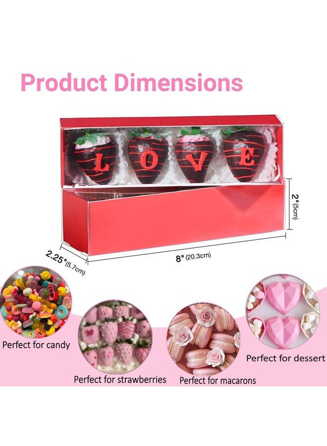 TEMLQPACK 50Pack Red Chocolate Covered Strawberry Box for 4, Macaron boxes for 8, Long Treat Box for Truffles, Cookies, Ores, Chocolate Cocoa Bombs&Cake Ball Bakery Packaging Supplies - Image 4