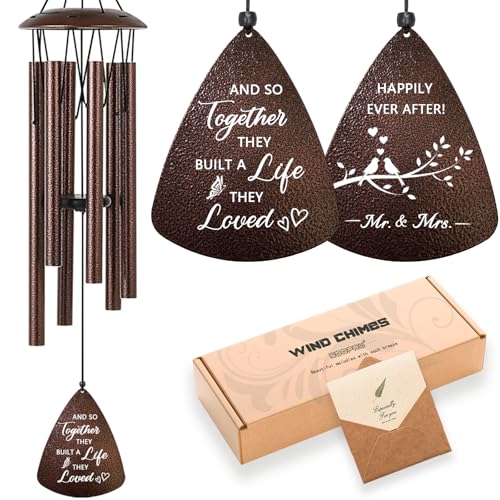 Soopau Wedding Gifts for Couples, 32" Bronze Wind Chimes Gift for Wedding Engagement Newly Wed, Bridal Shower Gift for Bride, Mr and Mrs Gifts - Image 1