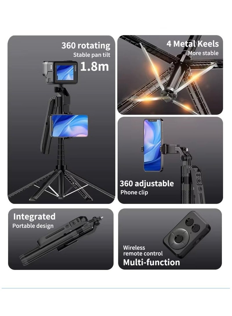C12 Auto Face Tracking Tripod – 360° Motion Sensor Phone Tripod Stand, 71" Extendable Selfie Stick with Smart Tracking for iPhone & Android  - Image 3