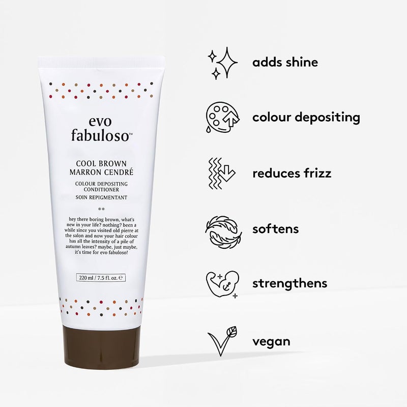 Evo Fabuloso Cool Brown Colour Boosting Treatment  Care Conditioner for Treated Hair  Maintains Depth Tone & Shine  220ml / 75floz - Image 1