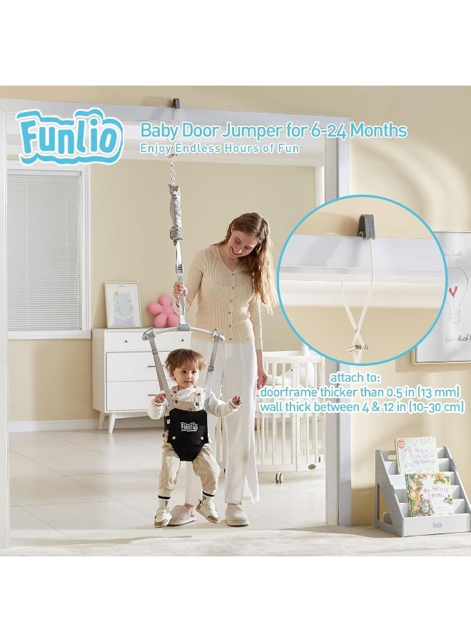 FUNLIO Baby Door Jumper for 6-24 Months, Black, Minimalist, Gender-Neutral, 6-39 lbs - Image 2