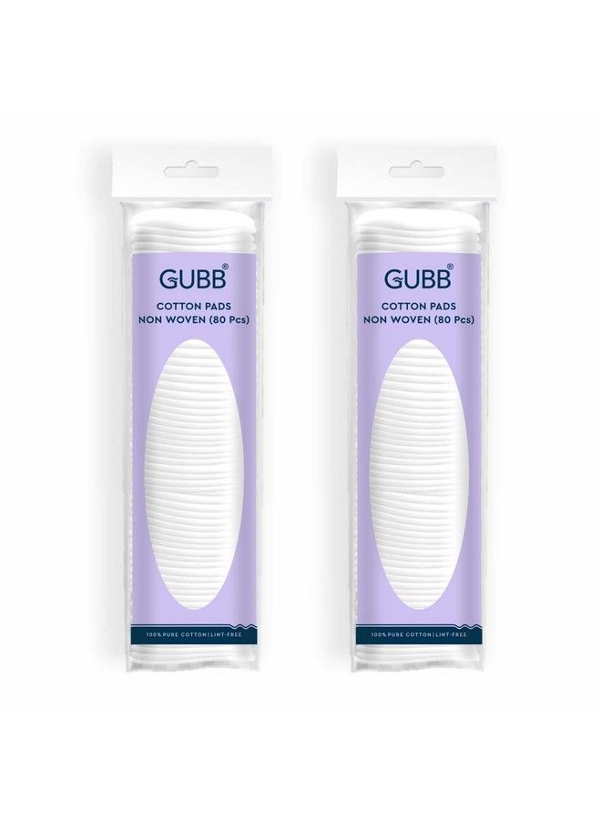 GUBB وسادات قطن غير منسوجة لتنظيف الوجه وإزالة المكياج للنساء والرجال (عبوة من 2 تحتوي على 80 وسادة لكل منها) - Image 1
