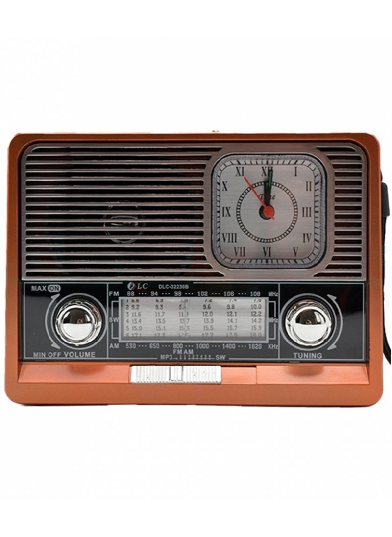 Microplus - Rechargeable Radio Recorder Equipped with a Clock / AUX / USB Port / Bluetooth / FM / SD Card 6W Brown PS-4524 - Image 1