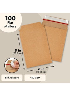 Juvale 100 Pack Rigid Mailers 6X8-450 Gsm Sturdy Self-Adhesive Kraft Paper Cardboard Envelopes For Mailing Photo, Documents, Gift Cards, Cds, Art Prints  - Image 4
