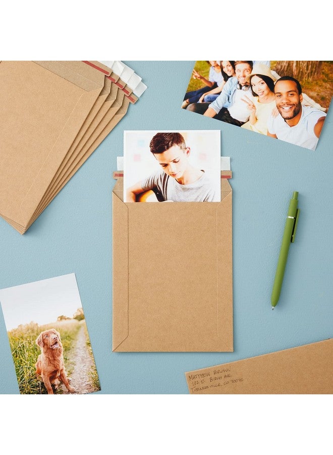 Juvale 100 Pack Rigid Mailers 6X8-450 Gsm Sturdy Self-Adhesive Kraft Paper Cardboard Envelopes For Mailing Photo, Documents, Gift Cards, Cds, Art Prints - Image 3
