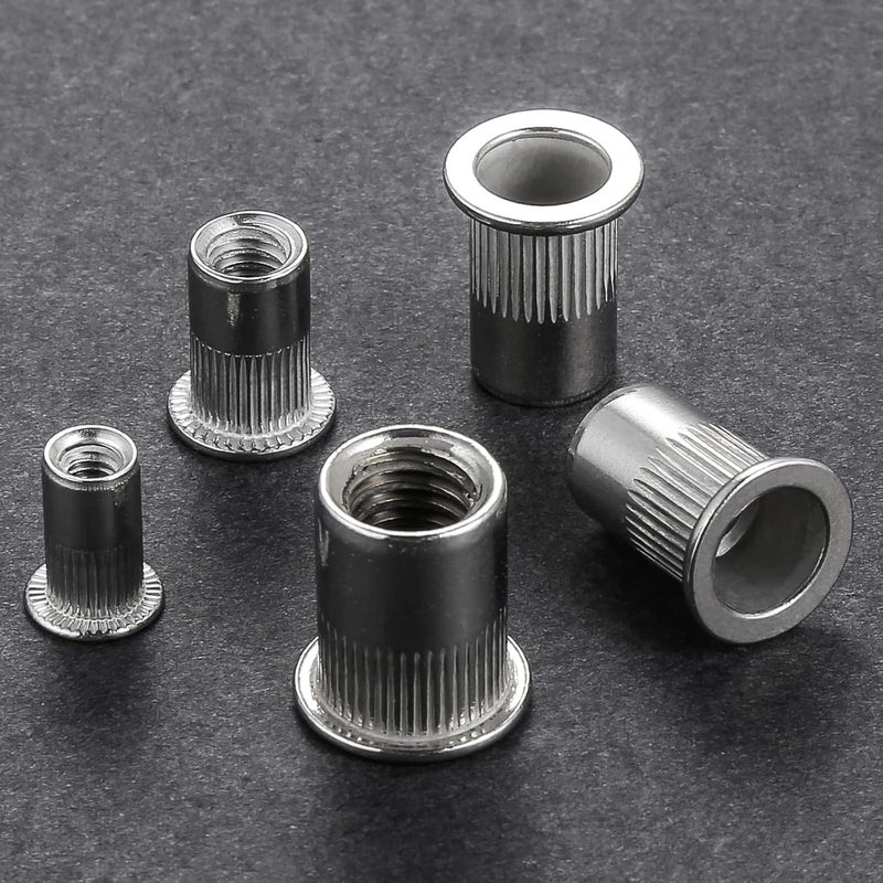 Wensilon Store 100Pcs Rivet Nut M8 Metric Stainless Steel 304 Finish Flat Head Rivnut Threaded Insert Nut Knurled Body - Image 4