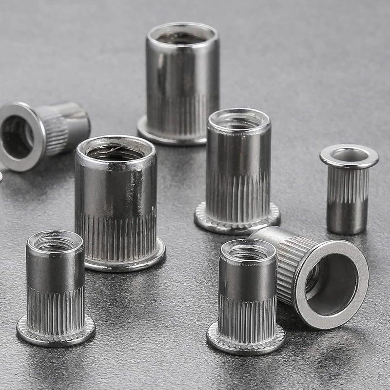 Wensilon Store 100Pcs Rivet Nut M8 Metric Stainless Steel 304 Finish Flat Head Rivnut Threaded Insert Nut Knurled Body - Image 5