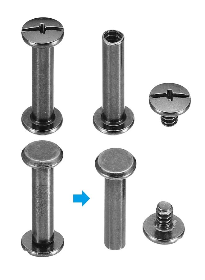 PATIKIL 50 Sets Chicago Screws, M5x16mm Chicago Screws Phillips Binding Post Screw Bolts Leather Rivets Fasteners Connectors Steel for Leather Belt Scrapbook Photo Albums, Black - Image 4
