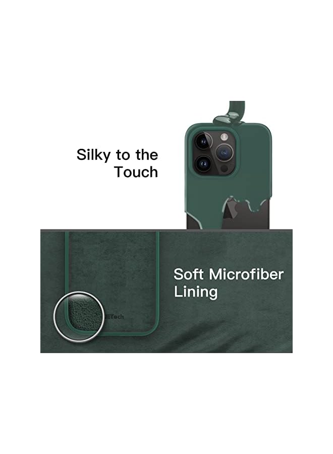 Jetech Silicone Case For Iphone 14 Pro 6.1-Inch, Silky-Soft Touch Full-Body Protective Phone Case, Shockproof Cover With Microfiber Lining (Midnight Green) - Image 4