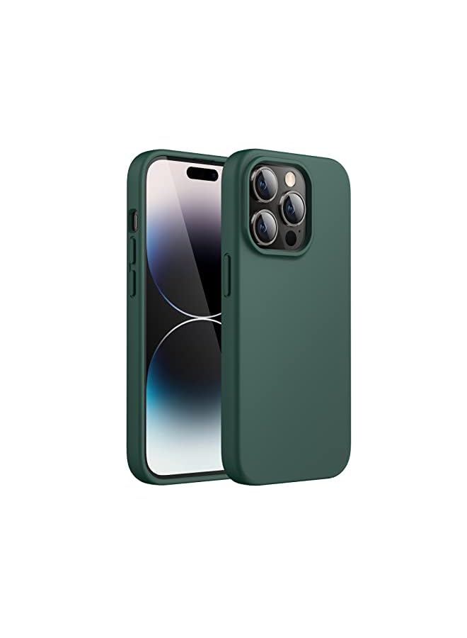 Jetech Silicone Case For Iphone 14 Pro 6.1-Inch, Silky-Soft Touch Full-Body Protective Phone Case, Shockproof Cover With Microfiber Lining (Midnight Green) - Image 2