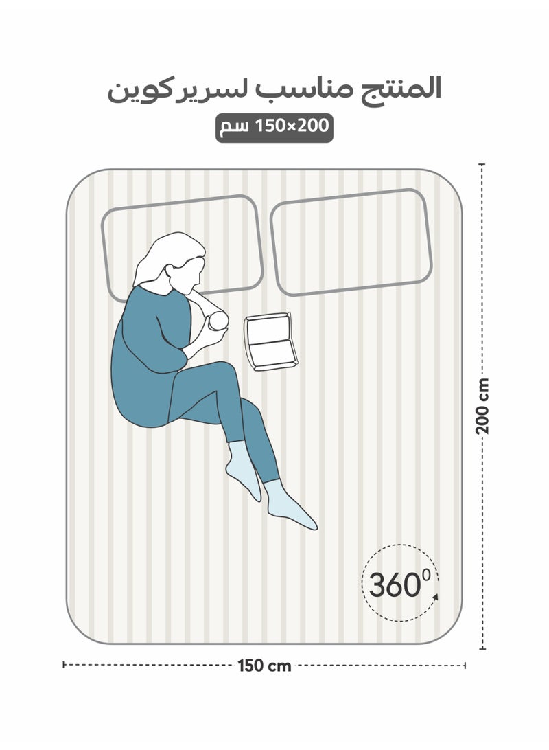 Donetella Premium 3 Piece – 150×200 cm Queen Striped Fitted Sheet, and 35 cm Deep Pocket, Secure All-Around Elastic Fit, No Excess Fabric. - Image 3