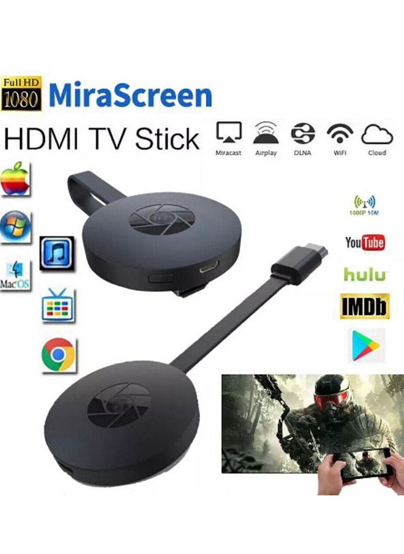 Generic - TV Receiver Adapter | Airplay Dongle Mirroring Screen from Phone to TV Support Miracast Airplay DLNA | Wi-Fi HDMI Connector | Remote Control | TV Stick | Black | Compatible with Laptop Tablet - Image 1
