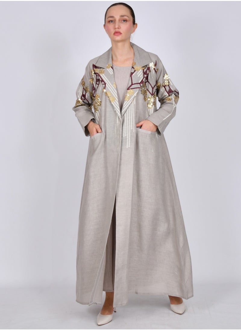 HAWRAA ABAYA - Formal abaya decorated with embroidery and beading in bright colors - Image 1