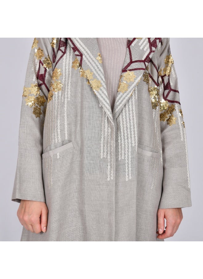 HAWRAA ABAYA - Formal abaya decorated with embroidery and beading in bright colors - Image 1