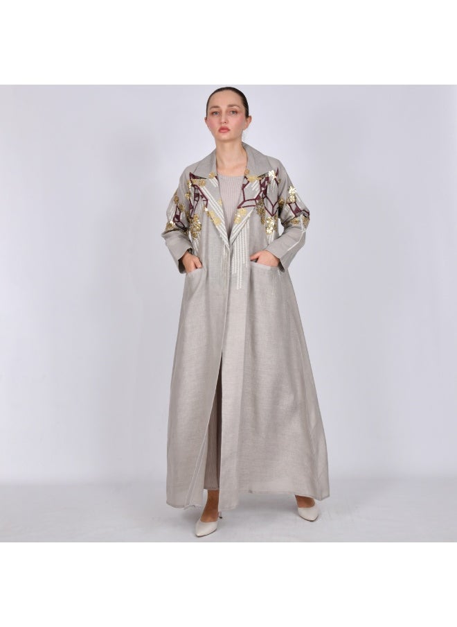 HAWRAA ABAYA - Formal abaya decorated with embroidery and beading in bright colors - Image 1