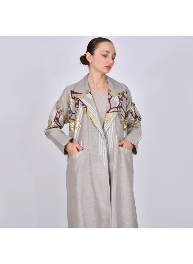 HAWRAA ABAYA - Formal abaya decorated with embroidery and beading in bright colors - Image 1