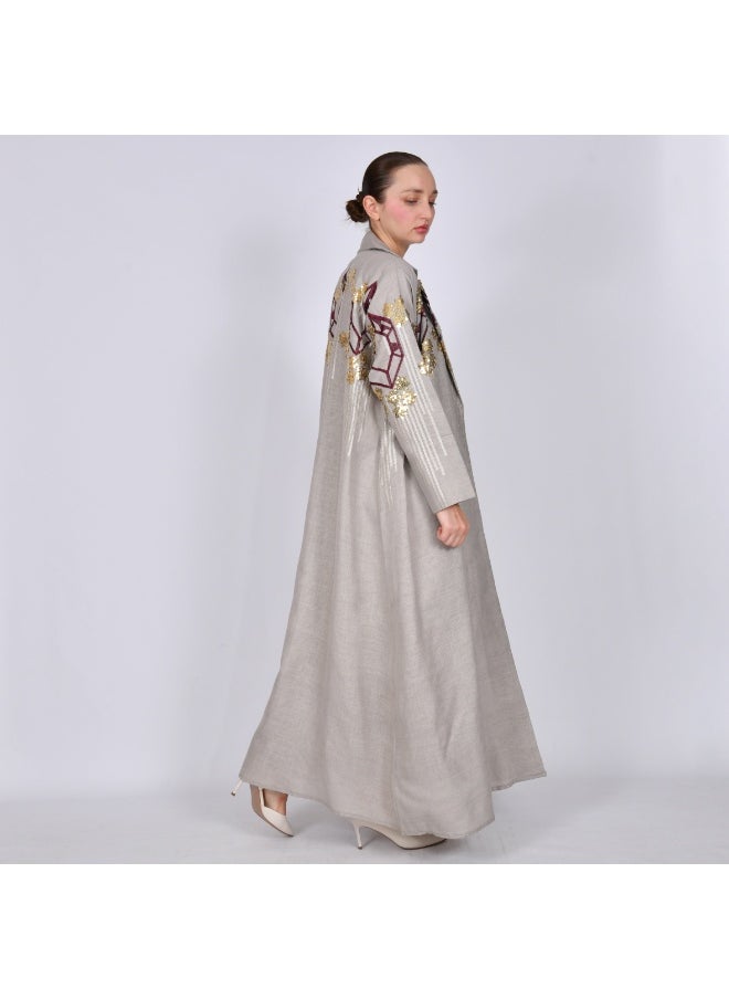 HAWRAA ABAYA - Formal abaya decorated with embroidery and beading in bright colors - Image 1