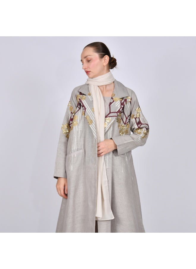 HAWRAA ABAYA - Formal abaya decorated with embroidery and beading in bright colors - Image 1