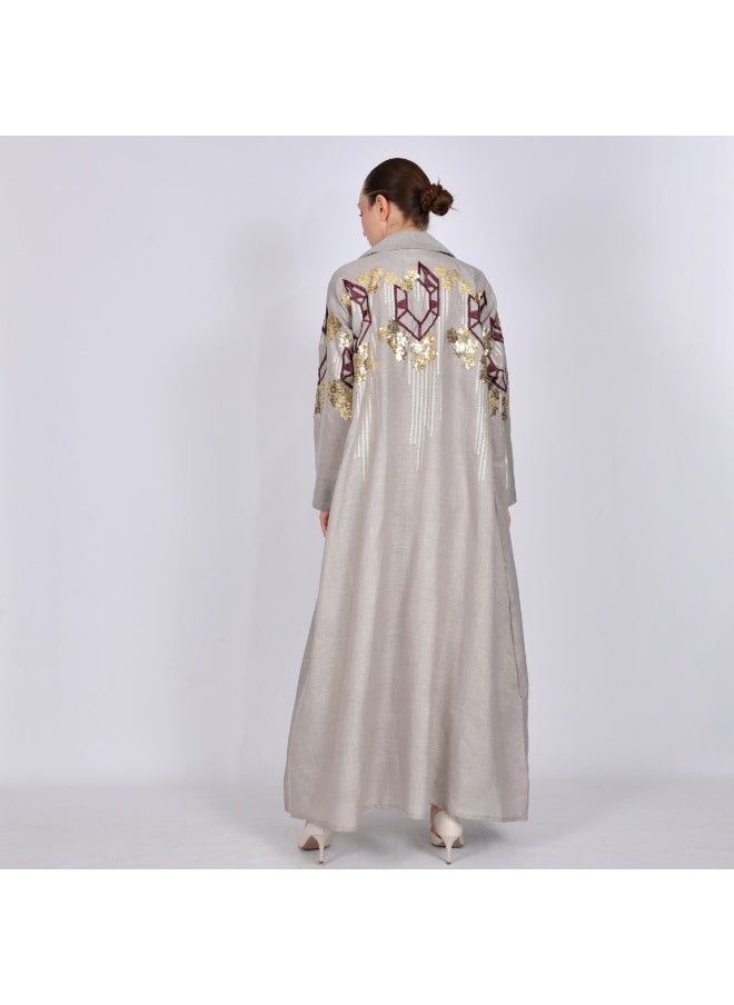 HAWRAA ABAYA - Formal abaya decorated with embroidery and beading in bright colors - Image 1