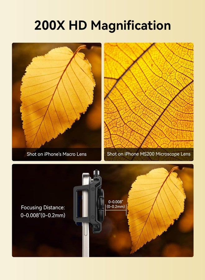 MIAO LAB 200X Phone Microscope with CPL Lens and LED/UV Light, Universal Clamp for iPhone/Android - Nano Zoom Portable Pocket Phone Microscope Lens Attachment - Image 3