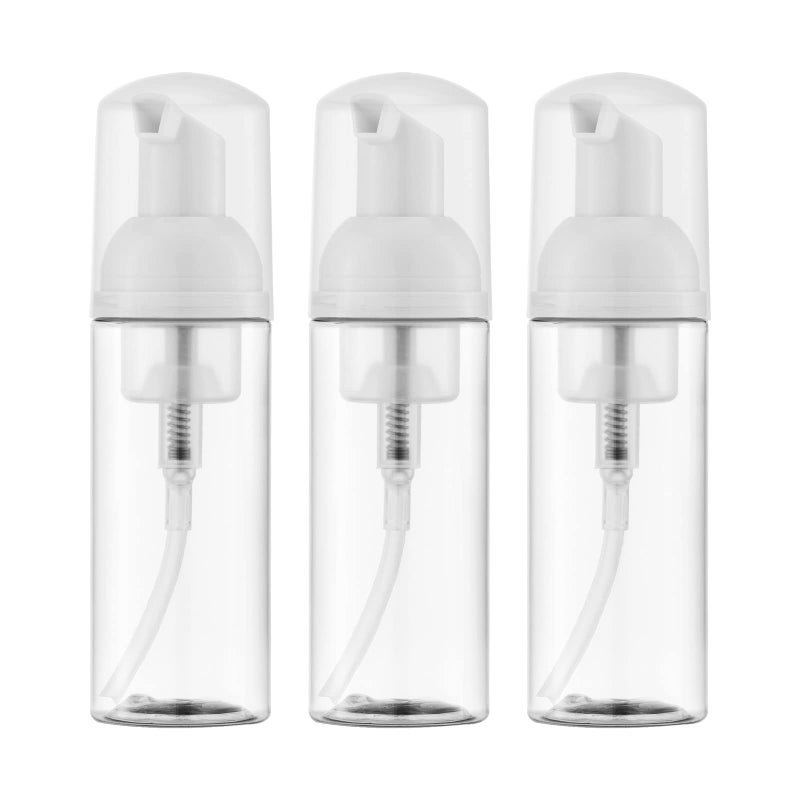owlyee 2oz Foam Pump Bottle (3PCS) Empty Travel Foaming Dispenser for Hand Soap, Lash Cleanser, Shampoo (60ml, Clear - Image 1