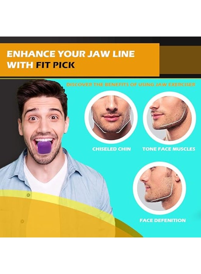 FIT PICK Pro Jawline Exerciser Tool Men&Women,Tones Face,Jaw&Neck,Jaw Exerciser Help Defines Jawline,Jawline Exerciser Helps Reduce Craving Stress Jaw Liner Tools For Men&Women,Jawline Shaper (Purple, Intermediate-Advanced) (Intermediate-Advanced (Purple)) - Image 3