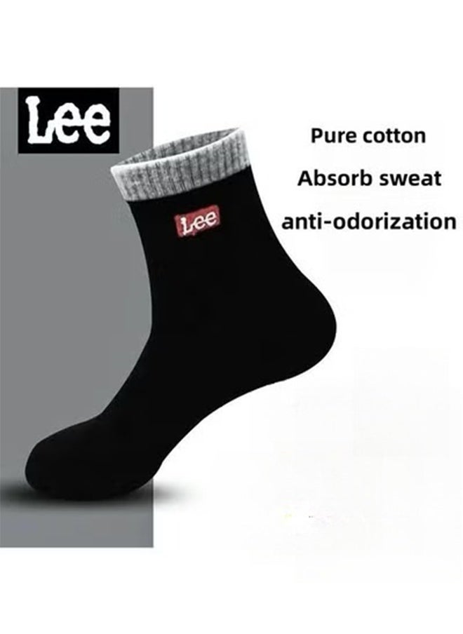 LEE Lee Socks men's pure cotton casual basketball sports socks 5 pairs  - Image 1