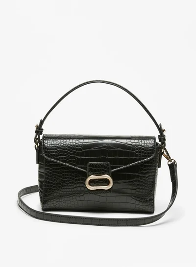 Flora Bella By Shoexpress Women's Textured Satchel Bag with Top Handle and Detachable Strap