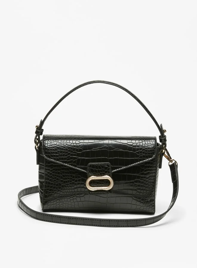Flora Bella By Shoexpress Women's Textured Satchel Bag with Top Handle and Detachable Strap