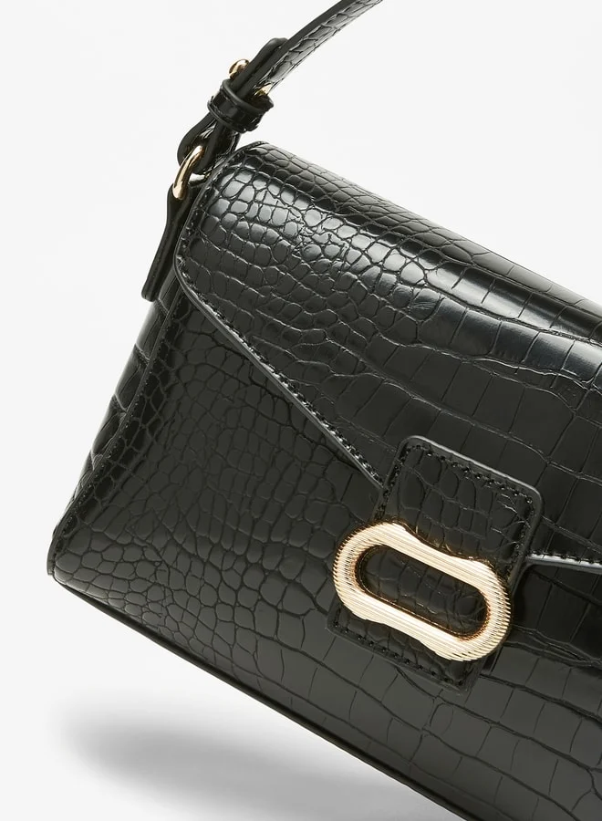 Flora Bella By Shoexpress Women's Textured Satchel Bag with Top Handle and Detachable Strap