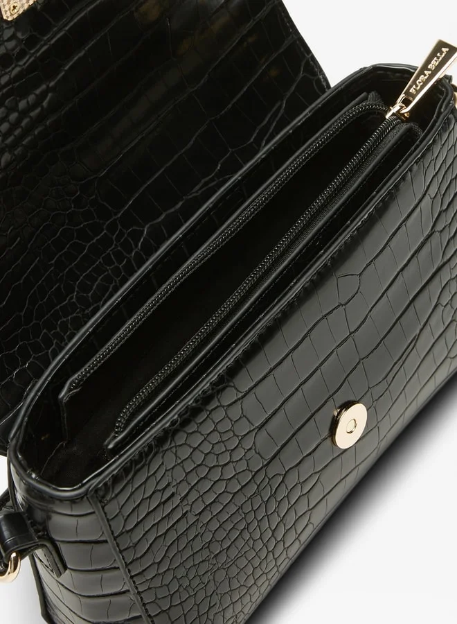 Flora Bella By Shoexpress Women's Textured Satchel Bag with Top Handle and Detachable Strap
