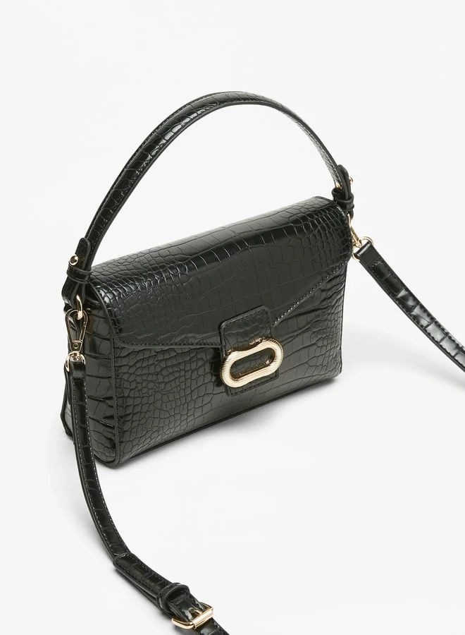 Flora Bella By Shoexpress Women's Textured Satchel Bag with Top Handle and Detachable Strap